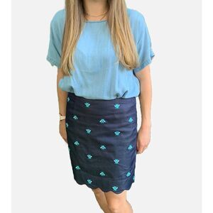 Lilly Pulitzer Women’s Navy Denim Embroidered Bees Skirt Size 6